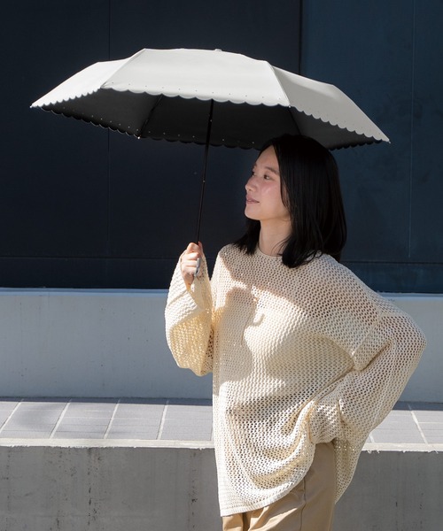Wpc. 完全遮光 折りたたみ傘 折り畳み 晴雨兼用 遮光シルバーリボン