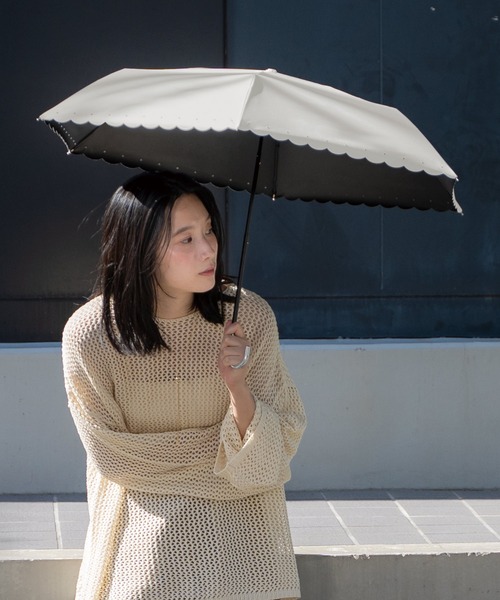 Wpc. 完全遮光 折りたたみ傘 折り畳み 晴雨兼用 遮光シルバーリボン