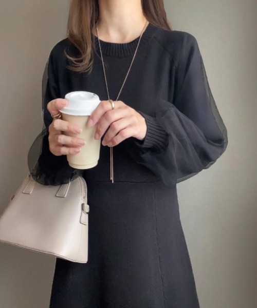 「FILLOU」 ニットワンピース MEDIUM ブラック レディース_画像2