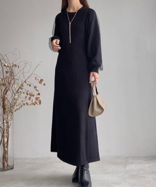 「FILLOU」 ニットワンピース MEDIUM ブラック レディース_画像4