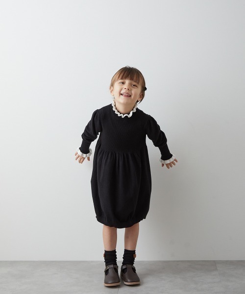 「riziere」 「KIDS」ニットワンピース 150 ライトグレー キッズ_画像3