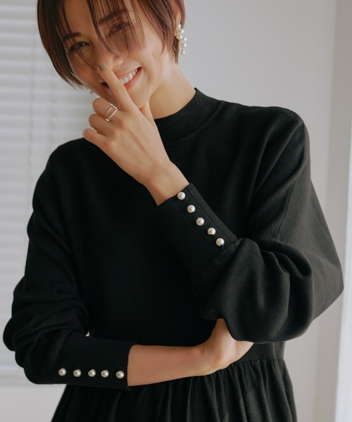 「RUIRUE BOUTIQUE」 ニットワンピース L ブラック レディース_画像9