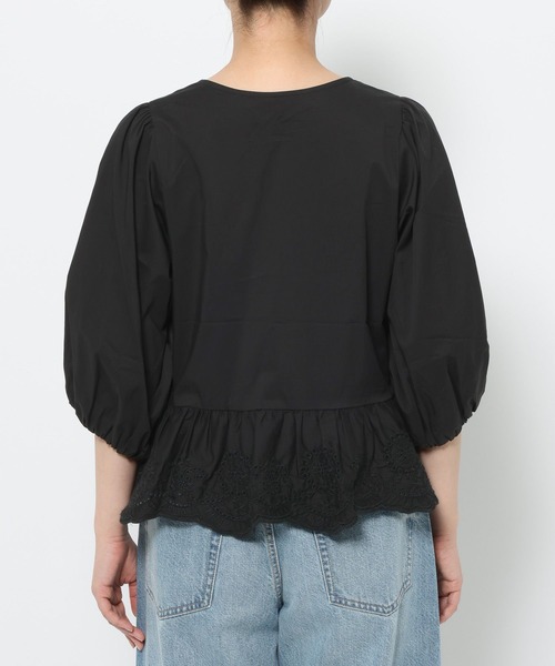 ブラウス シャツ カットワークフリルブラウス  638507 レディースの画像
