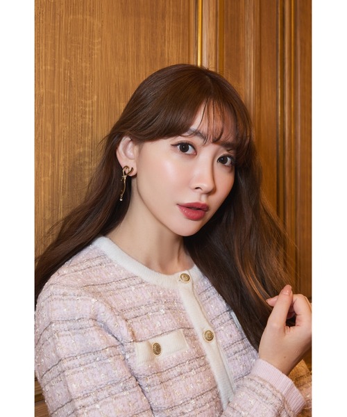 Her lip to　ピンクベージュ系ペプラム 長袖 シアーニットカーディガン Her lip to ニットカーディガン S ピンク レディース : ZOZOTOWN Yahoo