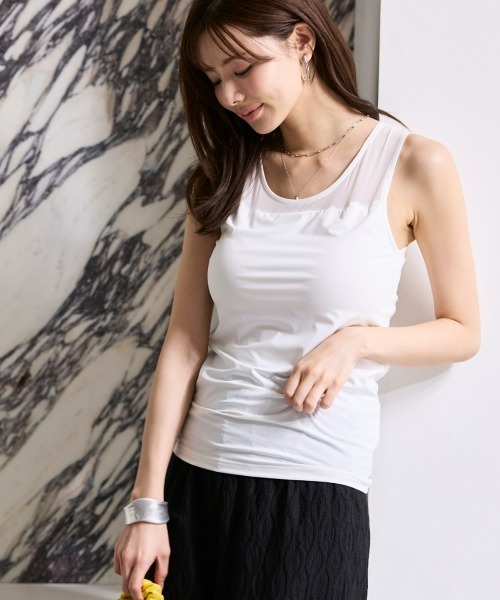 tシャツ 「大きいサイズ」シアーコンビトップス（ブラカップ付） レディース | SMILELAND | 05