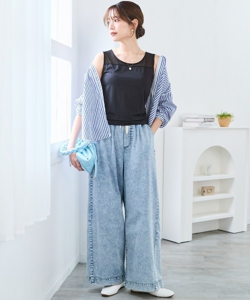 tシャツ 「大きいサイズ」シアーコンビトップス（ブラカップ付） レディース | SMILELAND | 06