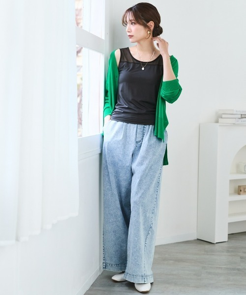 tシャツ 「大きいサイズ」シアーコンビトップス（ブラカップ付） レディース | SMILELAND | 08