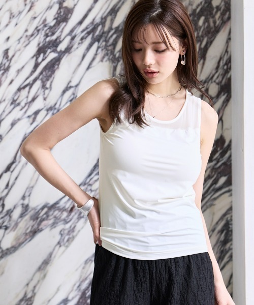 tシャツ 「大きいサイズ」シアーコンビトップス（ブラカップ付） レディース | SMILELAND | 09