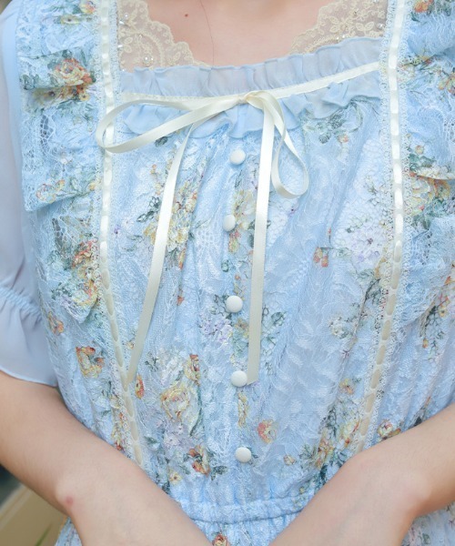 axes femme（アクシーズ ファム） ワンピース レース×ブーケティアード