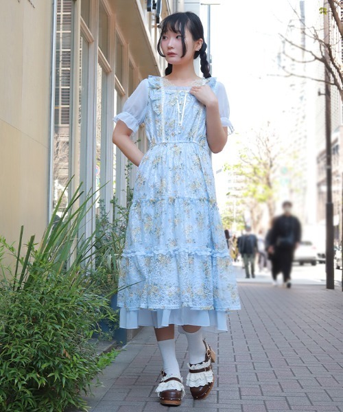 ❤️25秋新作 新品♡ SelfPortrait 青レースワンピース♡　F68 SELF PORTRAIT - ❇️Selfportrait正規25新作セルフポートレート