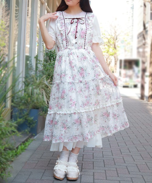 axes femme（アクシーズ ファム） ワンピース レース×ブーケティアード