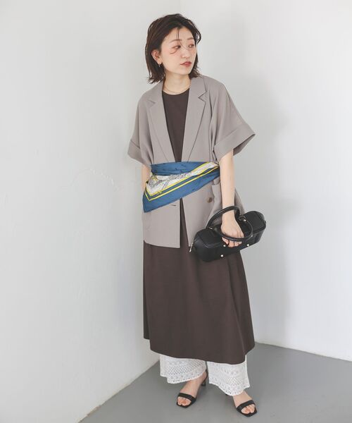 コート アウター 「洗える」メッシュハーフスリーブジャケット レディースの画像