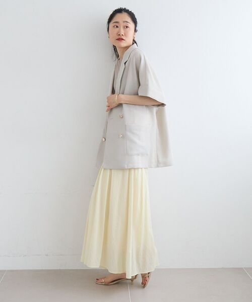 コート アウター 「洗える」メッシュハーフスリーブジャケット レディースの画像