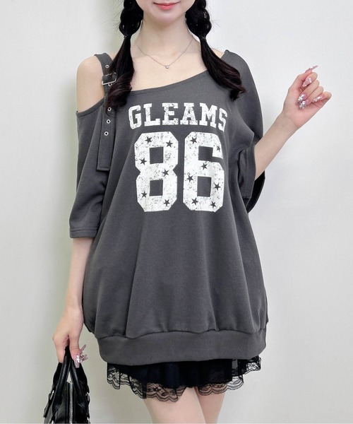 INGNI（イング） tシャツ 肩ベルト付ナンバリングスウェットトップス 