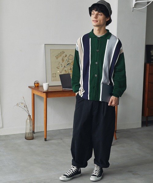 「EMMA CLOTHES」 ニットカーディガン M ベージュ メンズ_画像3