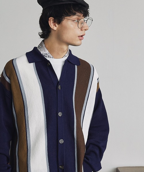 「EMMA CLOTHES」 ニットカーディガン M ベージュ メンズ_画像4