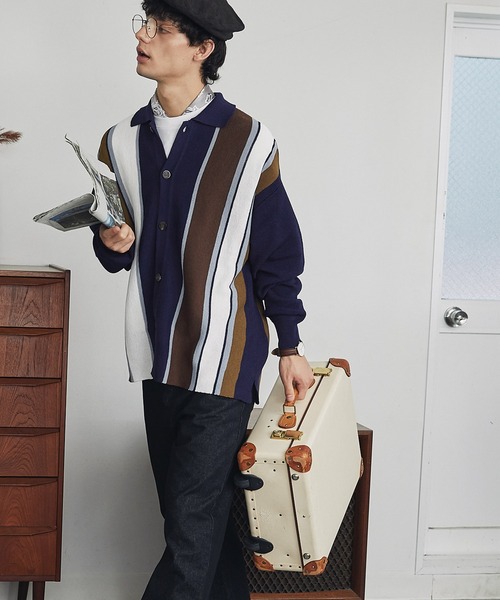 「EMMA CLOTHES」 ニットカーディガン M ベージュ メンズ_画像5