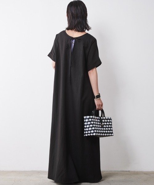 「CHIC STYLE」 半袖ワンピース LL ブルー レディース_画像3