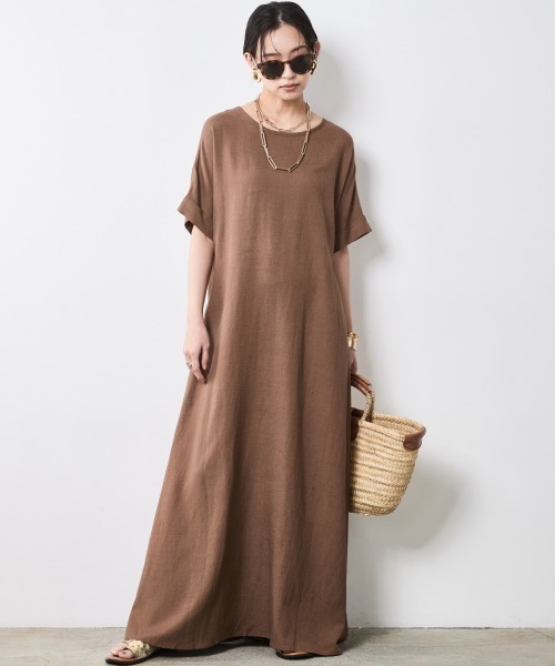 「CHIC STYLE」 半袖ワンピース LL ブルー レディース_画像7
