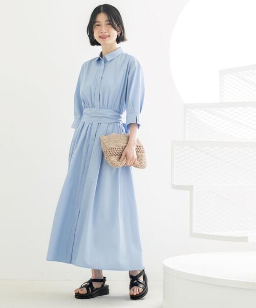 「OPAQUE.CLIP」 シャツワンピース 38 ブルー レディース_画像10