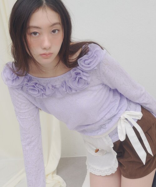 anuke（アンヌーク） ブラウス シャツ Vneck Dot Blouse レディース