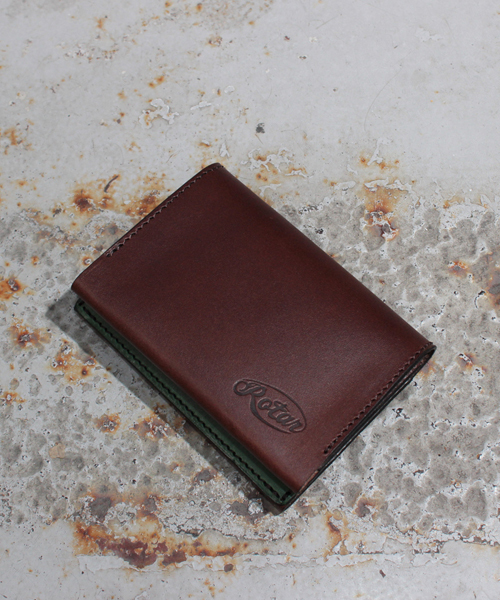 Rotan 名刺入れ ブラウン グリーン パイロット 牛革名刺入れ 30枚収納 TRENDER LEATHER09（ト
