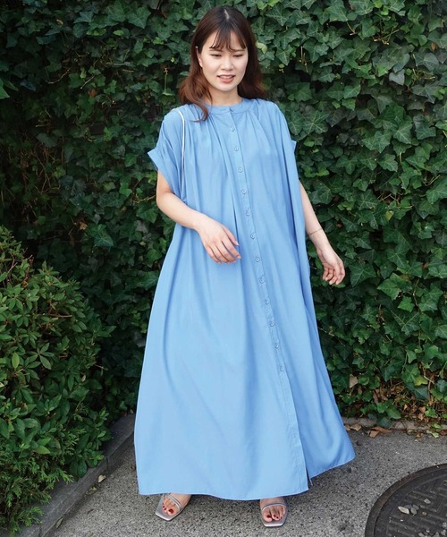 【N˚21】ギャザーシャツドレス　ワンピース　ビジューボタン　38 SALE!チェックドレス/ボタン/ノースリーブ/金ボタン/フレア/A