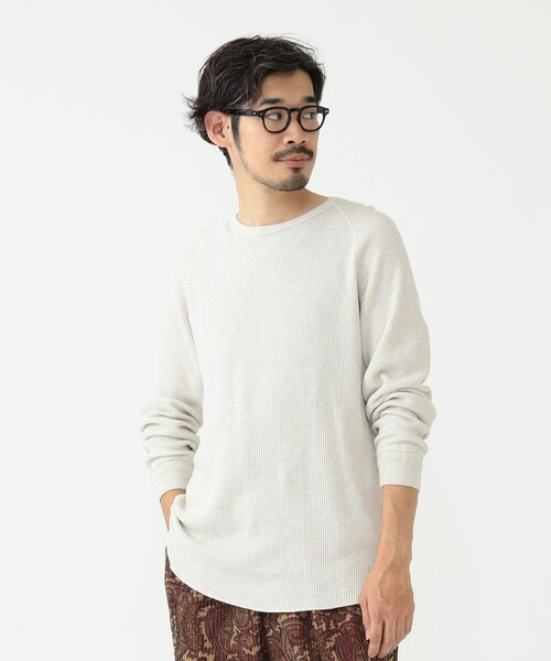 未使用 ANCELLM ダメージワッフルクルーロングスリーブTシャツ 白 １ anc-ct77) / ANCELLM (アンセルム) / DAMAGE WAFFLE CREW LS T