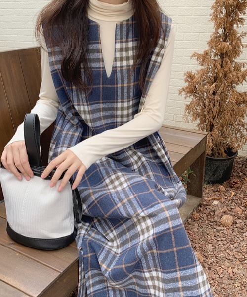 N.s ワンピース キーネックチェックワンピース レディース : ZOZOTOWN