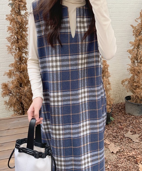 N.s ワンピース キーネックチェックワンピース レディース : ZOZOTOWN