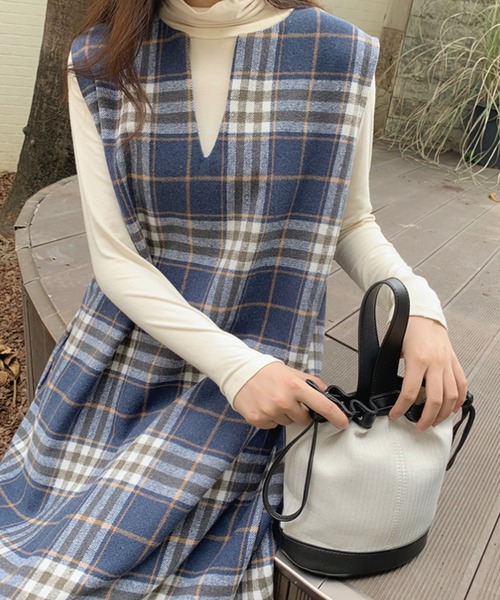 N.s ワンピース キーネックチェックワンピース レディース : ZOZOTOWN