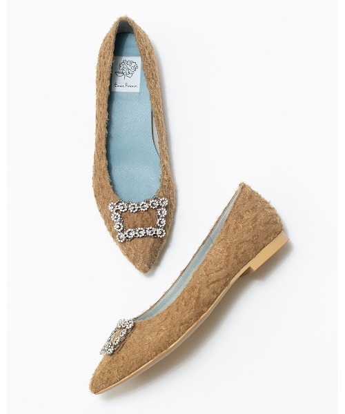 ポインテッドフラットビジューパンプス ポインテッドフラットビジューパンプス