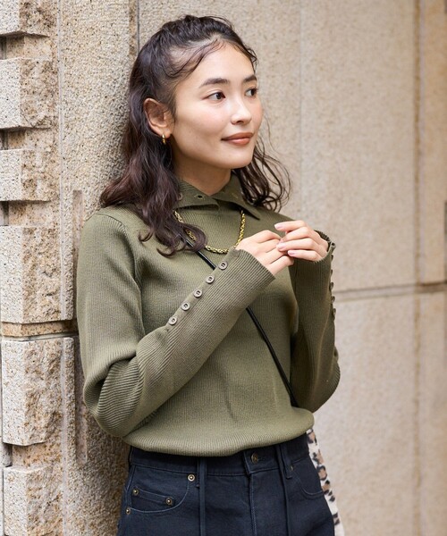 レディース　タートルセーター FREAK'S STORE ニット セーター ハイネック ボタン ニット
