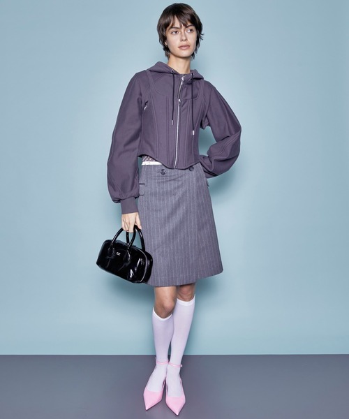 メ*グ様 d.i.a.サイドジッパー脚見せ 幅広ウエストダブルボタンマイクロミニ MAISON SPECIAL（メゾンスペシャル） スカート Double Waist Wrap Mini