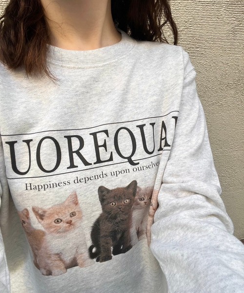 トレーナー スウェット 子猫プリントスウェット トレーナー レディース