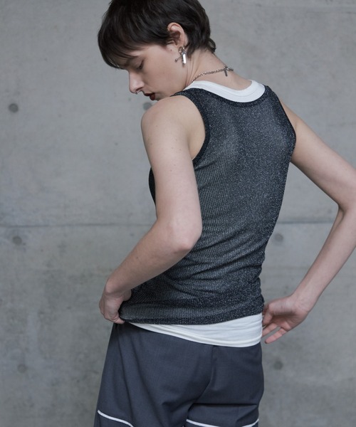 josemoon シルバーラメトップス JOSE MOON（ジョゼムーン）の「METALLIC KNIT TOPS/メタリック