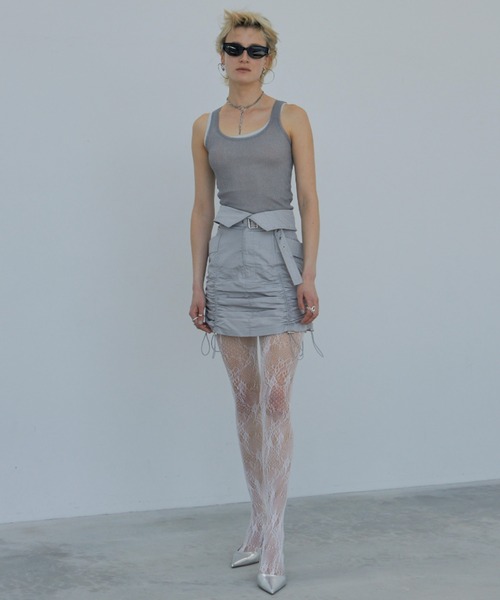 JOSE MOON tシャツ Tシャツ LAME SHEER KNIT TANKTOP/ラメシアー