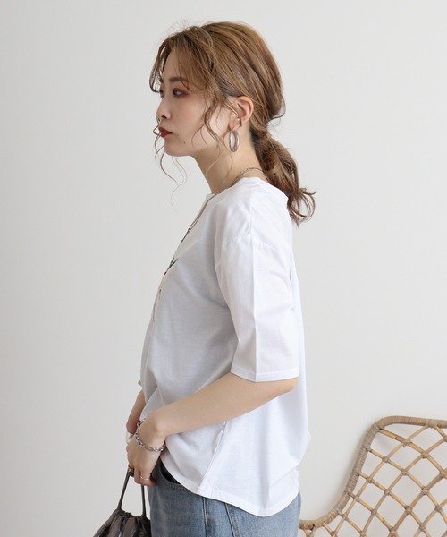 tシャツ BRODIAEA シルケットコットン加工 刺繍Tシャツ