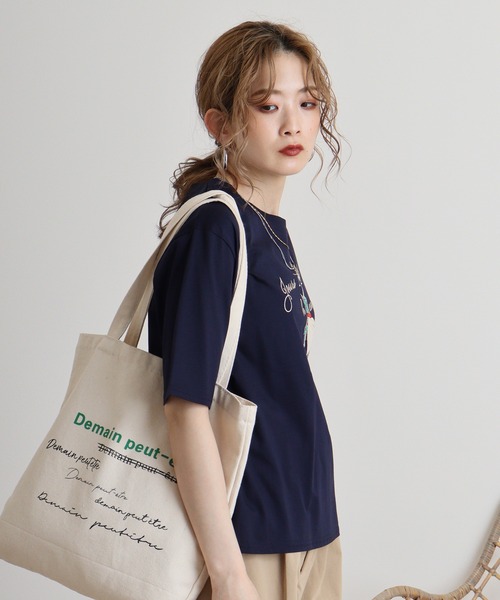tシャツ BRODIAEA シルケットコットン加工　刺繍Tシャツ レディース tシャツ BRODIAEA シルケットコットン加工 刺繍Tシャツ