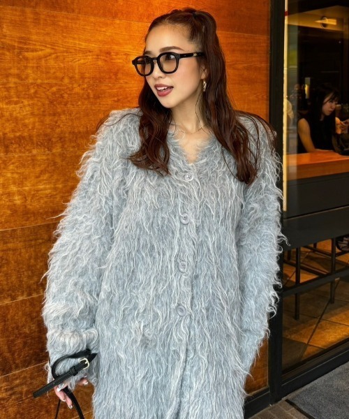 rienda（リエンダ） カーディガン 2WAYロングシャギールーズニット