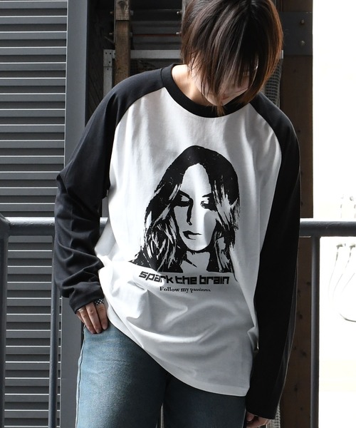 おしゃれスタ tシャツ oversize raglan sleeve print long T
