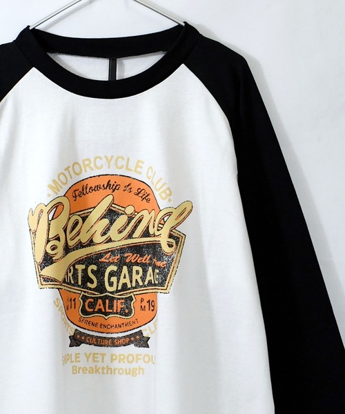 tシャツ BELL SLEEVE RAGLAN TEE/ ベルスリーブ ラグラン レディース メンズ HALHAM oversize raglan sleeve print T-shirt/オーバーサイズ