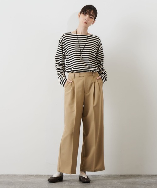 MELROSE claire tシャツ 「コーデに使えるシンプル単色ボーダー＆目を 