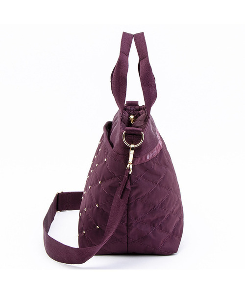 LeSportsac トートバッグ BUCKET TOTE ワインキルトスタッズ
