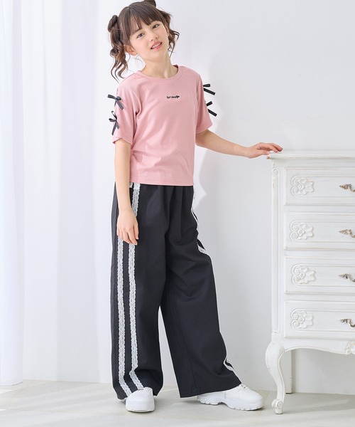 BISKEE パンツ サイドレースリボン ワイドパンツ キッズ 子供服