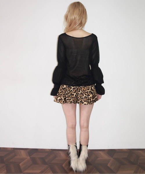 musubore カーディガン puff sleeve sheer cardigan / パフパフ