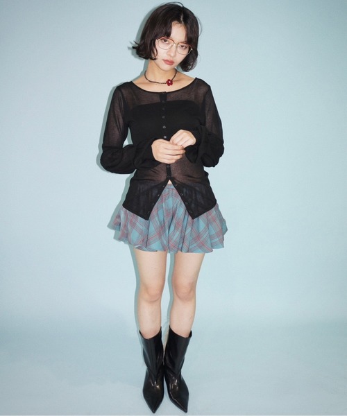 カーディガン puff puff sleeve sheer cardigan / パフパフスリーブシアーカーディガン レディース puff puff sleeve sheer cardigan / パフパフスリーブシアー