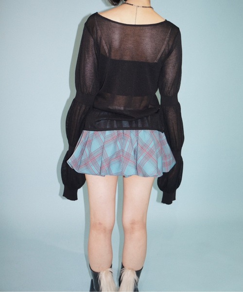 カーディガン puff puff sleeve sheer cardigan / パフパフスリーブシアーカーディガン レディース puff puff sleeve sheer cardigan / パフパフスリーブシアー