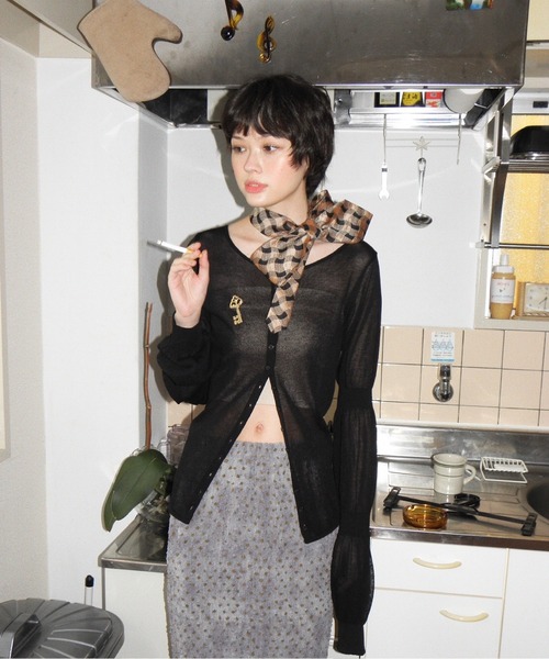 musubore（ムスボレ） カーディガン 夏 puff puff sleeve sheer