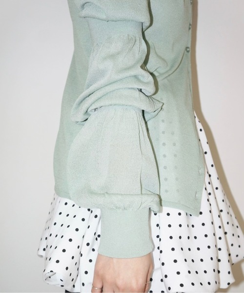 musubore カーディガン puff sleeve sheer cardigan / パフパフ